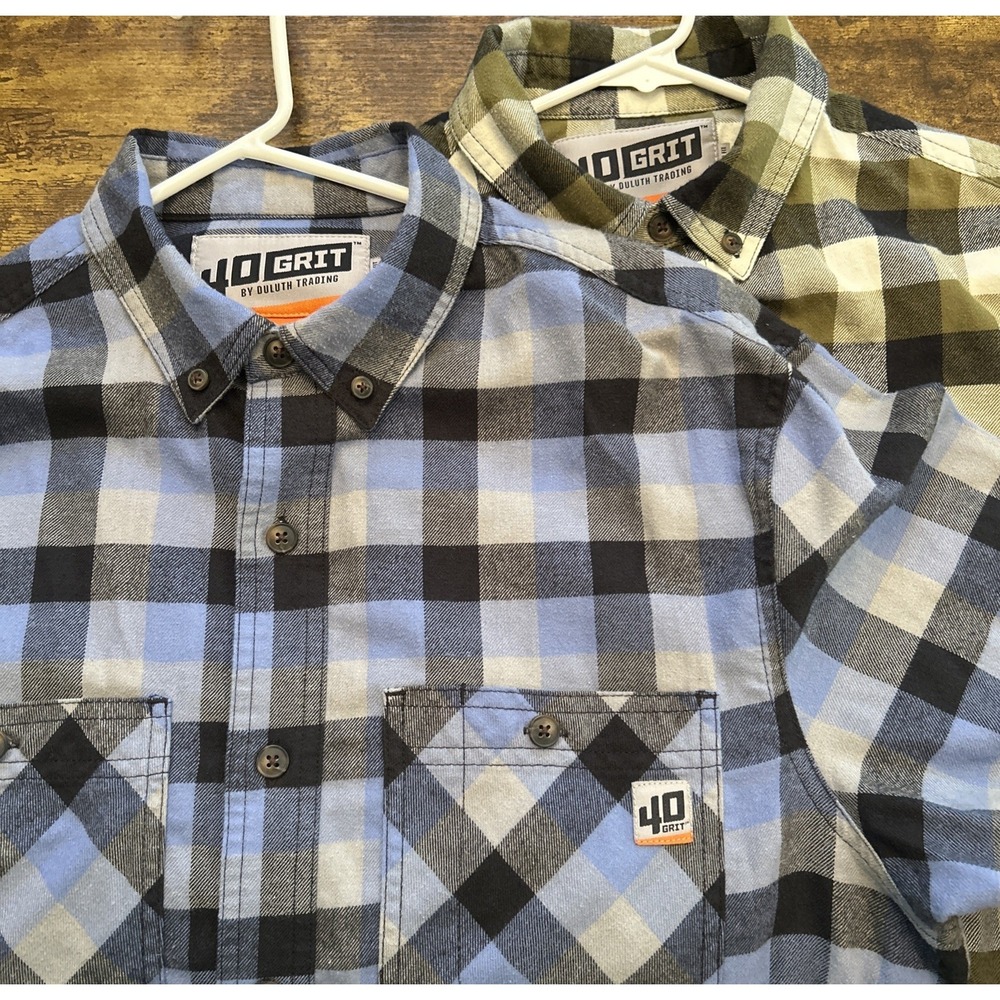 Duluth 40 Grit Men's Medium Tall Plaid Flannel Shirt Lot of 2 MT Long Sleeve